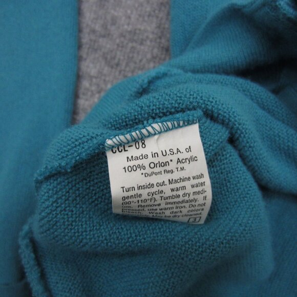 Vintage Christian Dior Mens Cardigan Sweater 100% Orlon Acrylic USA Blue Large - Picture 6 of 10